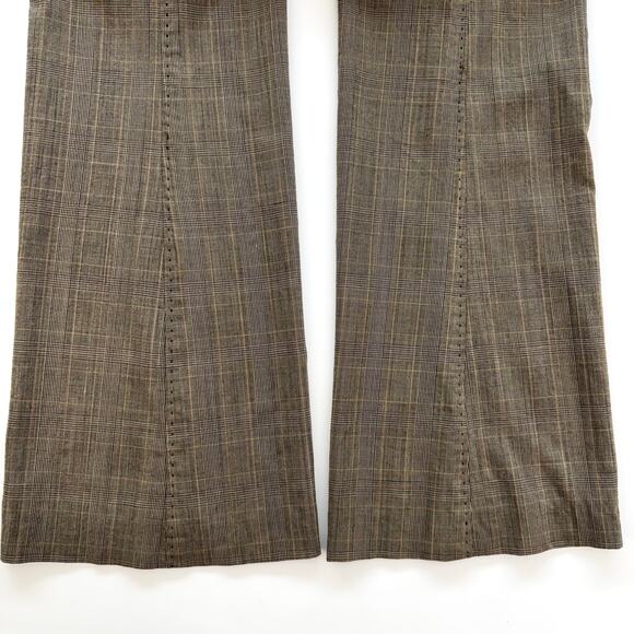 ELIE TAHARI Wool Blend Plaid Flare Leg Mid Rise Classic Trousers Pants Brown | 6 - Picture 9 of 10